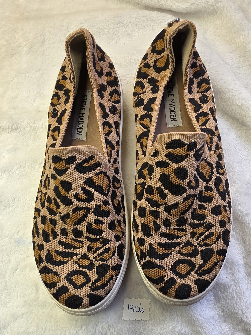 Steve Madden Leopard-Print Slip-On Sneakers in Tan/Black